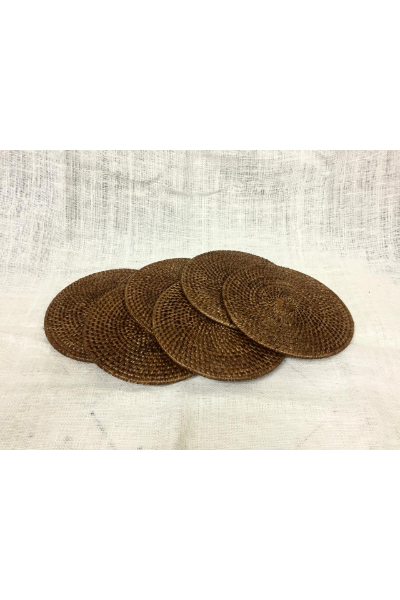 Cane Table Mat Set of 6 - Stone Matte